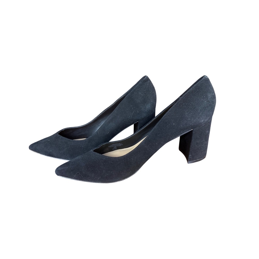 Marc Fisher Caitlin Black Suede Pointed Toe Block Heel Pumps Womens Size 9M